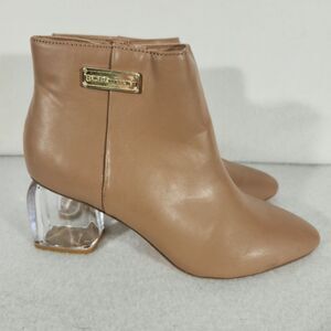 BCBGeneration Axton Ankle Tan Boot Transparent, Clear Block Heel Size 7